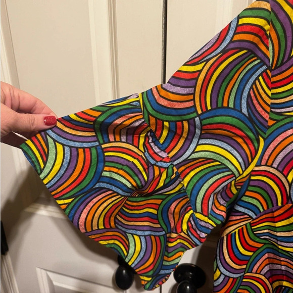 Lapogee Women’s Rainbow Colorful Short Ruffle Sleeve Plus Size Dress Sz 2X - Picture 5 of 11